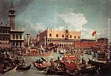 Canaletto Paintings - The Bucintoro Returning to the Molo on Ascension Day by Canaletto
